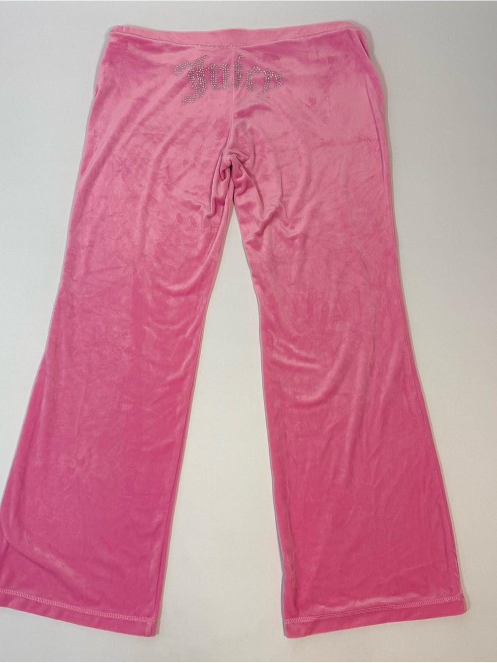 Juicy Couture Bright Pink Velour Rhinestone Logo Pants Size L